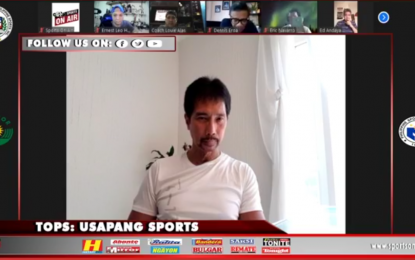 <p><strong>APPLICANT.</strong> Former University of Santo Tomas star player Ed Cordero attends the online Usapang Sports forum by the Tabloid Organization in Philippine Sports on Thursday (Sept. 10, 2020). Cordero said he applied as head coach of the Growling Tigers after former Aldin Ayo stepped down as coach. <em>(Screenshot)</em></p>