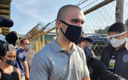 <p><strong>DEPORTED.</strong> US Marine Lance Cpl. Joseph Scott Pemberton leaves his detention facility at Camp Aguinaldo in Quezon City on Sunday (Sept. 13, 2020). Pemberton left the country on board a military plane for the US at exactly 9:14 a.m., according to Bureau of Immigration spokesperson Dana Sandoval. <em>(Photo courtesy of BI)</em></p>