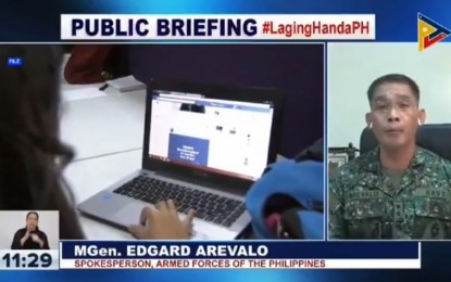 <p>AFP spokesperson, Marine Maj. Gen. Edgard Arevalo. <em>(Screengrab from Laging Handa briefing)</em></p>