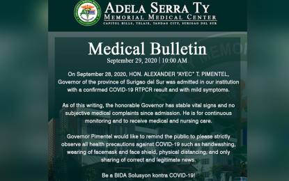 <p>The health bulletin of Adela Serra Ty Memorial Medical Center released on Tuesday, Sept. 29, 2020.</p>