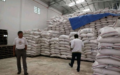 <p><strong>RICE STOCKS.</strong> Sacks of rice stored at the National Food Authority (NFA) warehouse in Guiuan, Eastern Samar. The food agency on Tuesday (Sept. 29, 2020) said it opened 18 more palay buying stations in Eastern Visayas with the onset of peak harvest season in the region. <em>(Photo courtesy of NFA)</em></p>