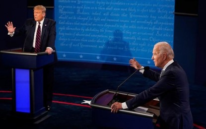 <p><strong>POLITICAL DEBATE</strong>. US President Donald Trump and Democratic nominee Joe Biden clash in a presidential debate on Tuesday night (Sept. 29, 2020). The political showdown repeatedly broke down into fiery exchanges and angry interruptions. <em>(Anadolu photo)</em></p>