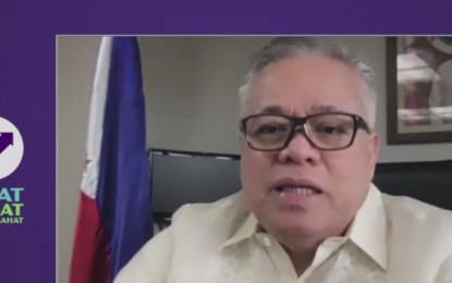 <p>Trade Secretary Ramon Lopez delivers his speech at the Ingat Angat Tayong Lahat campaign on Thursday (October, 8, 2020). <em>(Screengrab from  Ingat Angat Tayong Lahat campaign launch)</em></p>