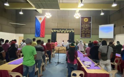 <p><strong>EX-REBELS GET AID.</strong> The Department of Social Welfare and Development's Sustainable Livelihood Program (SLP) conducts a payout for the livelihood settlement grant to former rebels at the Provincial Capitol of Davao De Oro this week. Some 75 beneficiaries will receive PHP20,000 each for their respective livelihood projects. <em>(DSWD-11 photo)</em></p>