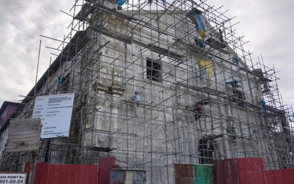 <p><strong>RESTORATION. </strong>The Maribojoc Church in Bohol is currently undergoing restoration in this undated photo. The church is among those damaged by the magnitude 7.2 earthquake that jolted the province on Oct. 15, 2013. <em>(Photo courtesy of National Museum Bohol)</em></p>