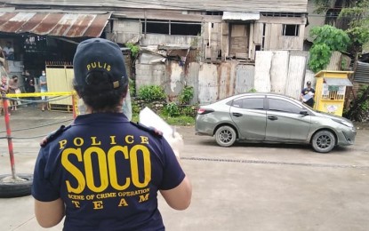 <p><strong>AMBUSHED CAR.</strong> A police investigator checks on the crime scene where the car of Gino Guerrero, 30, a nurse at the Cotabato Regional and Medical Center, was fired upon by a motorcycle-riding in tandem on Tuesday (Oct. 20, 2020). The nurse survived the ambush unscathed. <em>(Photo courtesy of Nhor Gayak – Brigada News FM Cotabato)</em></p>