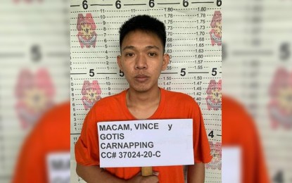 <p><strong>COLLARED.</strong> The mugshot of Vince Macam, Calamba City's fourth most wanted person. Macam was arrested by members of the Regional Highway Patrol Unit in Region 4-A (Calabarzon) in Pasay City on Monday (Oct. 26, 2020). <em>(Photo courtesy of PNP-HPG)</em></p>