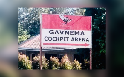 <p><strong>COCKFIGHTING.</strong> A road signage points to one of two cockpit arenas in Kidapawan City, North Cotabato. Cockpit rings have been given the green light to resume operations by the local government on Thursday (Oct. 29, 2020) as long as they comply with permit requirements and observe minimum health protocols against the coronavirus disease. <em>(Photo by PNA Cotabato)</em></p>