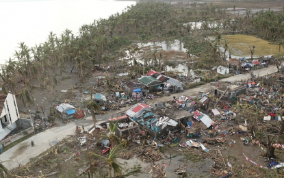 <p>Aerial photo of super typhoon Rolly aftermath in Catandanues. <em>(Photo from National Disaster Risk Reduction and Management Council Facebook page)</em></p>
