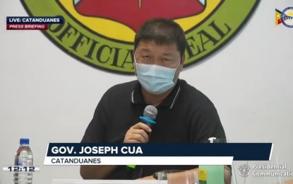 <p>Catanduanes Governor Joseph Cua <em>(Screenshot from PTV)</em></p>