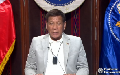 <p><strong>ON TOP OF THE SITUATION. </strong> President Rodrigo Roa Duterte addresses the nation as Typhoon Ulysses makes a series of landfall currently affecting several provinces across Luzon on Thursday (Nov. 12, 2020). Duterte assured everyone that “your government is on top of the situation”. <em>(Screenshot)</em></p>