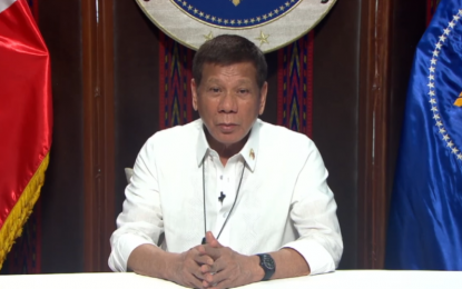 <p><strong>ADDRESS TO THE NATION</strong>. President Rodrigo R. Duterte addresses the nation anew on the appointment of Philippine National Police (PNP) chief Gen. Debold Sinas at Malacañang Golf (Malago) Clubhouse in Malacañang Park, Manila on Saturday night (Nov. 14, 2020). Sinas replaced now-retired Gen. Camilo Cascolan who led PNP for two months. <em>(Screenshot)</em></p>