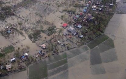 <p><strong>'ULYSSES' AFTERMATH.</strong> A bird's eye view of the aftermath of Typhoon Ulysses in Camarines Sur. The typhoon's cost of damage to agriculture has climbed to PHP2.14 billion. <em>(Presidential Photo)</em></p>
