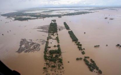 <p><strong>ULYSSES AFTERMATH</strong>. Aerial photo shows the aftermath of Typhoon Ulysses in Cagayan Valley. Authorities cited illegal logging and mining as among the factors that contributed to the massive flooding in Cagayan and Isabela when “Ulysses” hit Luzon on Nov. 11, 2020. <em>(Presidential photo)</em></p>