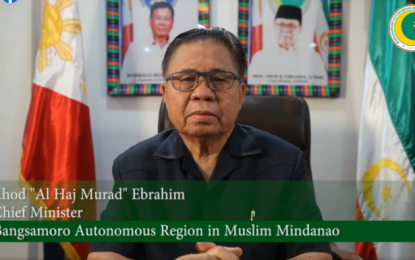 <p>Bangsamoro Autonomous Region in Muslim Mindanao Chief Minister Ahod Ebrahim. <em>(Screengrab by BPI-BARMM)</em></p>