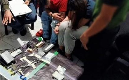 <p><strong>DRUG INVENTORY</strong>. Items seized from two suspects arrested Monday evening (Nov. 23, 2020) were inventoried in the presence of the media, elected officials, and a prosecutor. Confiscated were suspected shabu weighing 65 grams estimated worth PHP442,000. (<em>Photo courtesy of PDEA-CAR</em>)  </p>