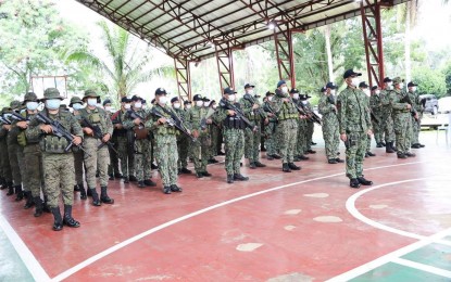 <p><strong>FIGHTING NPA</strong>. A team of policemen for deployment in remote communities in Eastern Samar during a send-off ceremony on Oct. 19, 2020 in Borongan City. The Philippine National Police is moving its anti-insurgency program to remote villages in Eastern Samar following the successful conduct of this initiative in upland communities in Samar province. <em>(Photo courtesy of PNP)</em></p>