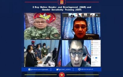 <p><strong>WOMEN EMPOWERMENT.</strong> NCRPO acting director, Brig. Gen. Vicente Danao Jr. (upper left frame) graces the NCRPO's Gender and Development (GAD) and Gender Sensitivity Training (GST) webinar held from Nov. 26 to 27, 2020. Danao encouraged participants in the webinar to broaden their understanding in recognizing gender issues and support gender mainstreaming in the police force. <em>(Photo courtesy of NCRPO)</em></p>