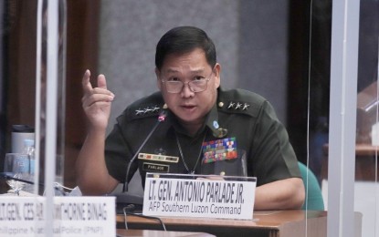 <p>Lt. Gen. Antonio Parlade, Jr., Southern Luzon Command chief (<em>Photo courtesy of Senate PRIB</em>)</p>