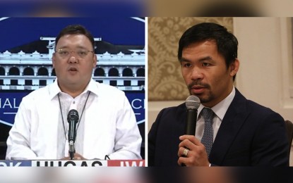 <p>Presidential Spokesperson Harry Roque and Senator Manny Pacquiao</p>