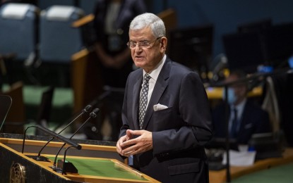 <p><strong>INFODEMIC.</strong> United Nations General Assembly President Volkan Bozkir addresses a high-level UN meeting to mark the International Day for the Total Elimination of Nuclear Weapons at the UN headquarters in New York on Oct. 2, 2020. Bozkir called for joint efforts to fight misinformation and disinformation about coronavirus disease 2019 (Covid-19). <em>(Rick Bajornas/UN Photo/Handout via Xinhua)</em></p>