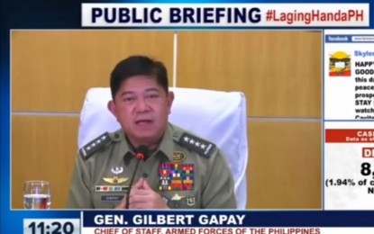 <p>AFP chief-of-staff Gen. Gilbert Gapay. <em>(Screengrab from Laging Handa briefing)</em></p>