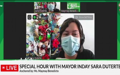 <p>Davao City Mayor Sara Z. Duterte. <em>(Photo screen grabbed from Davao City Disaster Radio)</em></p>