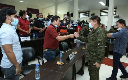 <p><strong>FOSTERING PEACE.</strong> AFP chief-of-staff, Gen. Gilbert Gapay meets with local officials and religious leaders in Sulu at the Provincial Capital on Thursday (Dec. 10, 2020). During the meeting, Gapay said the AFP believes that Islam is a religion of peace and stressed the importance of cooperation between various stakeholders to prevent radicalization as part of efforts to combat terrorism. <em>(Photo courtesy of AFP Public Affairs Office)</em></p>