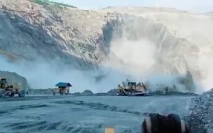 <p><strong>LANDSLIDE</strong>. The site of a landslide that happened Monday afternoon (Dec. 21, 2020) at the Carmen Pit of Carmen Copper Corp. in Toledo City, Cebu. The incident claimed the lives of four miners while six others are still missing. <em>(Photo courtesy of dyLA Cebu)</em></p>