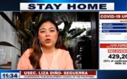 <p>FDCP chairperson, Undersecretary Liza Diño-Seguerra. <em>(Screengrab from Laging Handa briefing)</em></p>