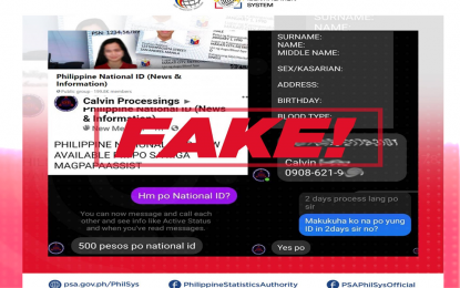 <p><strong>SCAM.</strong> The Philippine Statistics Authority warns the public against scammers posing as employees facilitating registration for the Philippine Identification System (PhilSys) in this undated infographic. It also reminds the public that the registration under PhilSys is free of charge. <em>(Photo courtesy of PSA)</em></p>