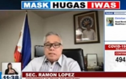 <p>DTI Secretary Ramon Lopez.<em> (Screengrab from Laging Handa briefing)</em></p>