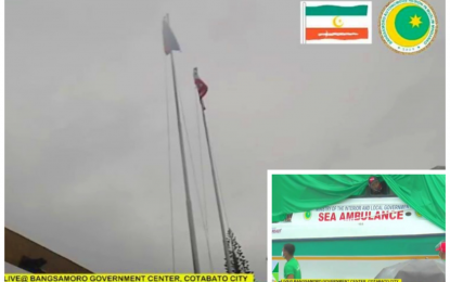 <p><strong>CLOSE TOGETHER.</strong> The flags of the Philippine government and the Bangsamoro Autonomous Region in Muslim Mindanao (BARMM) fly side by side in the Bangsamoro regional center following their hoisting during the region’s second anniversary celebration on Monday (Jan. 18, 2021) in Cotabato City. During the commemoration, officials unveil the new rescue speed boats (inset) to help the regional government quickly respond to disasters in the island-provinces of the region. <em>(Photos courtesy of BIO-BARMM)</em></p>