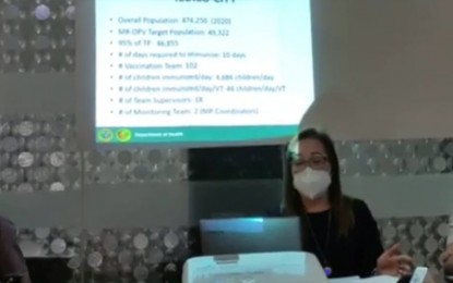 <p><strong>SUPPORT IMMUNIZATION</strong>. Dr. Maria Jennifer Anceno, National Immunization Program (NIP) manager of the Iloilo City Health Office (CHO), says on Thursday (Jan. 21, 2021) that 49,322 children in the metropolis are the target of the supplemental immunization in February. She said vaccination is necessary to prevent an outbreak of polio and measles<em>. (Photo from the Iloilo City Government's Facebook page).</em></p>
<p> </p>