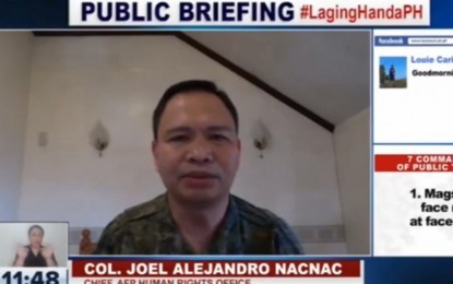 <p>Armed Forces of the Philippines Human Rights Office head Col. Joel Alejandro Nacnac <em>(Screenshot)</em></p>