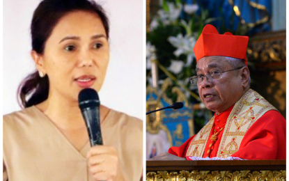 <p>BARMM transition extension supporters Orlando Cardinal Quevedo (left) and North Cotabato Governor Nancy Catamco (right). <em>(Photos courtesy of Governor Catamco's  office and CBCP’s FB page)</em></p>