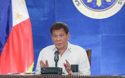 <p><strong>HOME BOUND.</strong> President Rodrigo Roa Duterte talks to the people after holding a meeting with core members of the Inter-Agency Task Force for the Management of Emerging Infectious Diseases (IATF-EID) at the Arcadia Active Lifestyle Center in Matina, Davao City on Monday (Jan. 25, 2021). Duterte said he wants children aged 10-14 years old to stay inside their homes amid reports of new Covid-19 variant in the country.<em> (Presidential photo by Toto Lozano)</em></p>