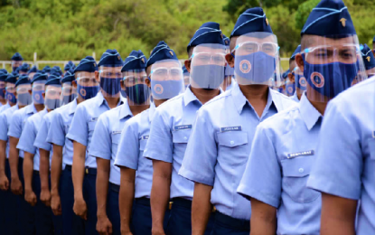 <p><strong>FIXING THE TRAFFIC.</strong> Newly recruited personnel of the Philippine Coast Guard (PCG) line up at the PCG headquarters in Port Area, Manila on Tuesday (Jan. 26, 2021). The PCG said a total of 39 PCG personnel would be deployed with the Inter-Agency Council for Traffic to help with traffic enforcement. <em>(Photo courtesy of PCG)</em></p>