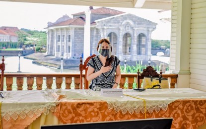 <p><strong>REVIVING TOURISM</strong>. Department of Tourism Secretary Bernadette Romulo-Puyat said more people prefer to go to tourist spots with open spaces and with safety and health protocols in place during the Covid-19 pandemic. Puyat spoke to members of the media on Wednesday (Jan. 27, 2021) at the Las Casas Filipinas de Acuzar in Bagac, Bataan.<em> (Contributed photo)</em></p>