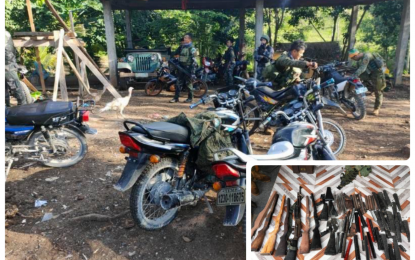 <p><strong>SEIZED.</strong> The motorcycles and firearm components seized during a joint operation launched by the military, police, and anti-narcotic agents during a simultaneous operation against two drug suspects in Pikit, North Cotabato on Wednesday (Jan. 27, 2021). The raiding team also recovered about five grams of shabu worth PHP34,000 from the houses of the suspects who eluded arrest.<em> (Photo courtesy of 6ID)</em></p>