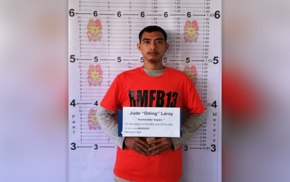 <p><strong>POLITICAL INSTRUCTOR.</strong> Authorities arrest communist rebel Jude Laray, 27, on Saturday (Feb. 6, 2021) in a manhunt operation in Barangay San Isidro, Sison, Surigao del Norte. Laray is described as a political instructor of a rebel unit under the North Central Mindanao Regional Committee of the New People's Army. <em>(Photo courtesy of PRO-13 Information Office)</em></p>