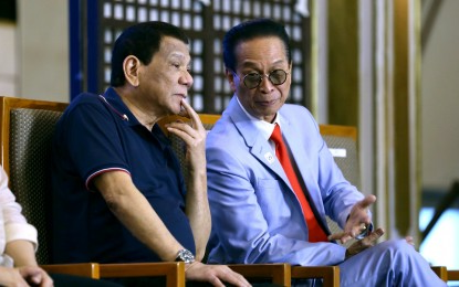 <p>President Rodrigo Roa Duterte and senatorial candidate Salvador Panelo<em> (File photo)</em></p>