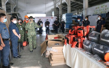 <p><strong>BOOSTING DISASTER RESPONSE.</strong> Officials of the National Capital Region Police Office (NCRPO) lead the blessing and turnover of PHP1.1 million worth of rescue equipment to its Regional Mobile Force Battalion (RMFB) on Monday (Feb. 15, 2021). The new equipment is expected to beef up the Metro Manila police's capability in responding to disasters and emergency situations. <em>(Photo courtesy of NCRPO)</em></p>
