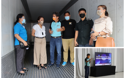<p><strong>READY FOR THE VACCINES</strong>. Kidapawan City Mayor Joseph Evangelista (3rd left) shows to North Cotabato Governor Nancy Catamco (2nd left) and other provincial officials the inside of one of two refrigerated vans that will be used as mobile storage facilities for Covid-19 vaccines once they arrive. The mayor (inset) also presented to Catamco on Wednesday (Feb. 17) possible vaccination sites in the city comprising of five local schools. <em>(Photo courtesy of Kidapawan CIO)</em></p>