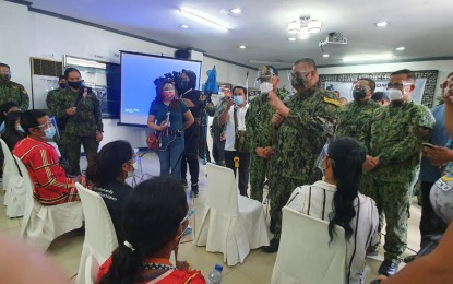 <p><strong>PROTECTING CHILDREN'S RIGHTS.</strong> PNP chief, Gen. Debold Sinas, speaks in a press conference in Cebu City on Friday (Feb. 19, 2021) regarding the recent rescue of 19 IP children from a retreat house inside the University of San Carlos. The PNP said it will be uncompromising in protecting the rights of children from any form of exploitation. <em>(Photo courtesy of PNP PIO)</em></p>