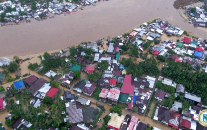 <p><strong>FLOODED.</strong> Most areas in Tandag City in Surigao del Sur were hit by flood Sunday (Feb. 21, 2021) due to heavy rains caused by Tropical Storm Auring. Col. James Goforth, director of Surigao del Sur Police Provincial Office, said about 9,552 families or 30,650 individuals were already rescued and evacuated from the different towns and cities in the province since Saturday. <em>(Photo courtesy of Gov. Alexander T. Pimentel)</em></p>