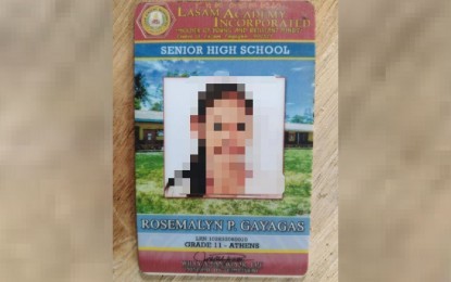 <p><strong>RETURN MY DAUGHTER</strong>. A blurred identification card of 17-year-old Grade 11 student Rosemalyn of Cagayan province. Her mother Venancia Gayagas appealed to the Communist Party of the Philippines-New People’s Army to let her daughter return home so that she can study again and live a better life. <em>(Contributed photo)</em></p>