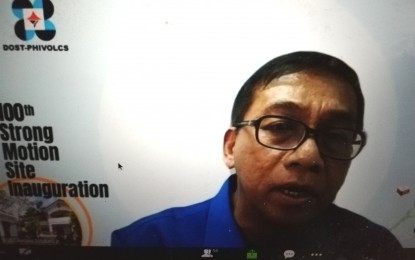 <p><strong>STRONG MOTION STATION.</strong>  Phivolcs Director Renato Solidum, Jr. says the station can record very large ground motion during high magnitude earthquake events. The data can be used by engineers to guide them in developing designs to make buildings earthquake-resistant. (<em>Photo taken during the virtual presser on Feb. 23, 2021</em>) </p>