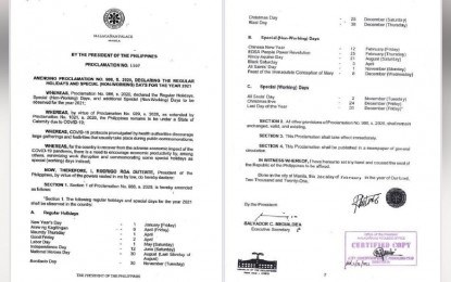 Nov 2 Dec 24 Dec 31 Declared Special Working Days Philippine News Agency
