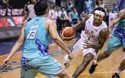 <p><strong>OUT.</strong> Personal issues force TNT’s Ray Parks (with ball) out of the PBA’s 46th season. He promised to return once his family problems are solved. <em>(Photo courtesy of PBA)</em></p>